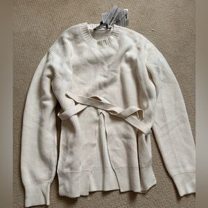 Silk/wool/cashmere sweater, unique style size M, color is cream white